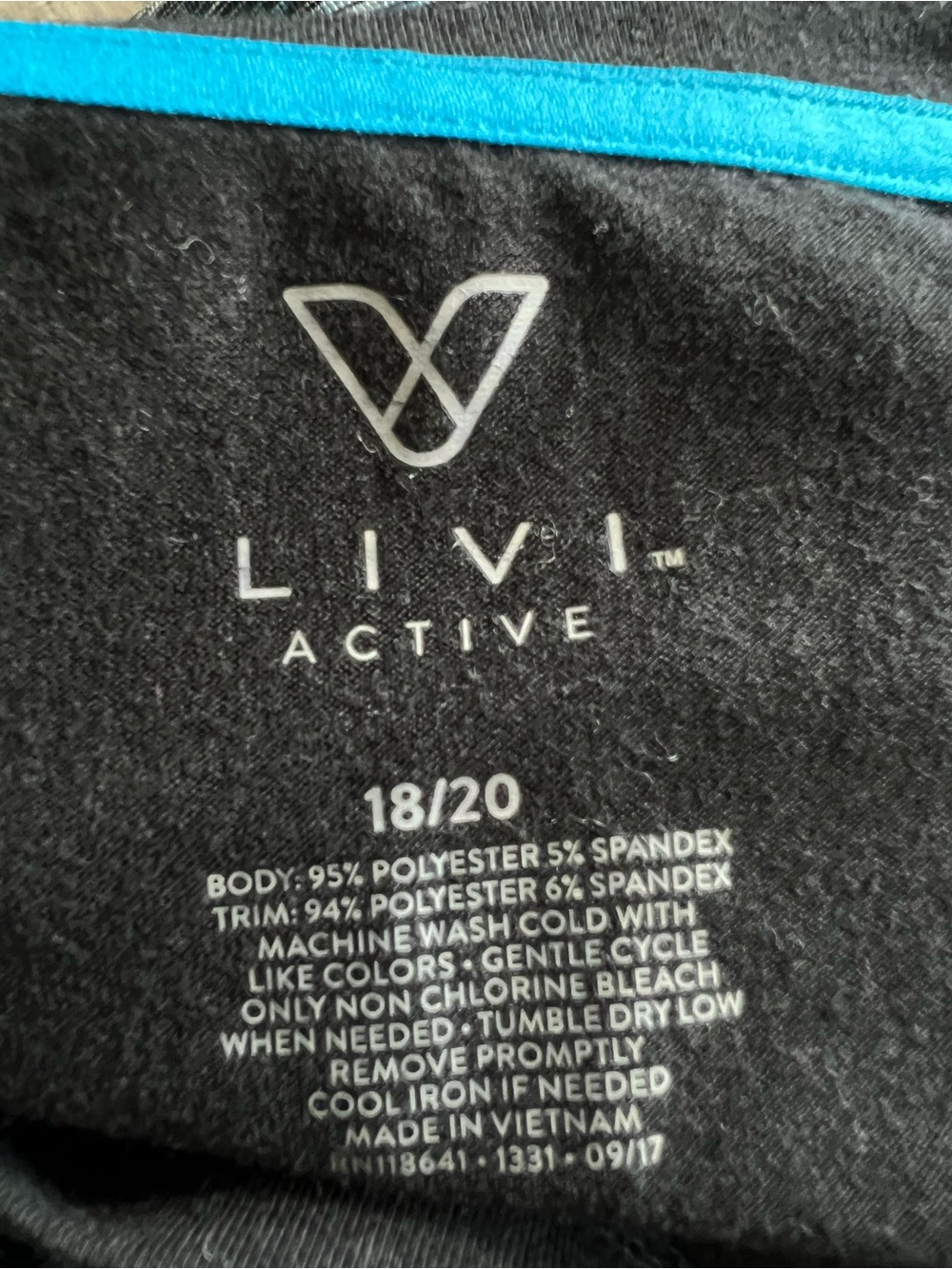 Livi Active Black Athletic Short Sleeve Top with Blue Trim - Picture 2 of 3